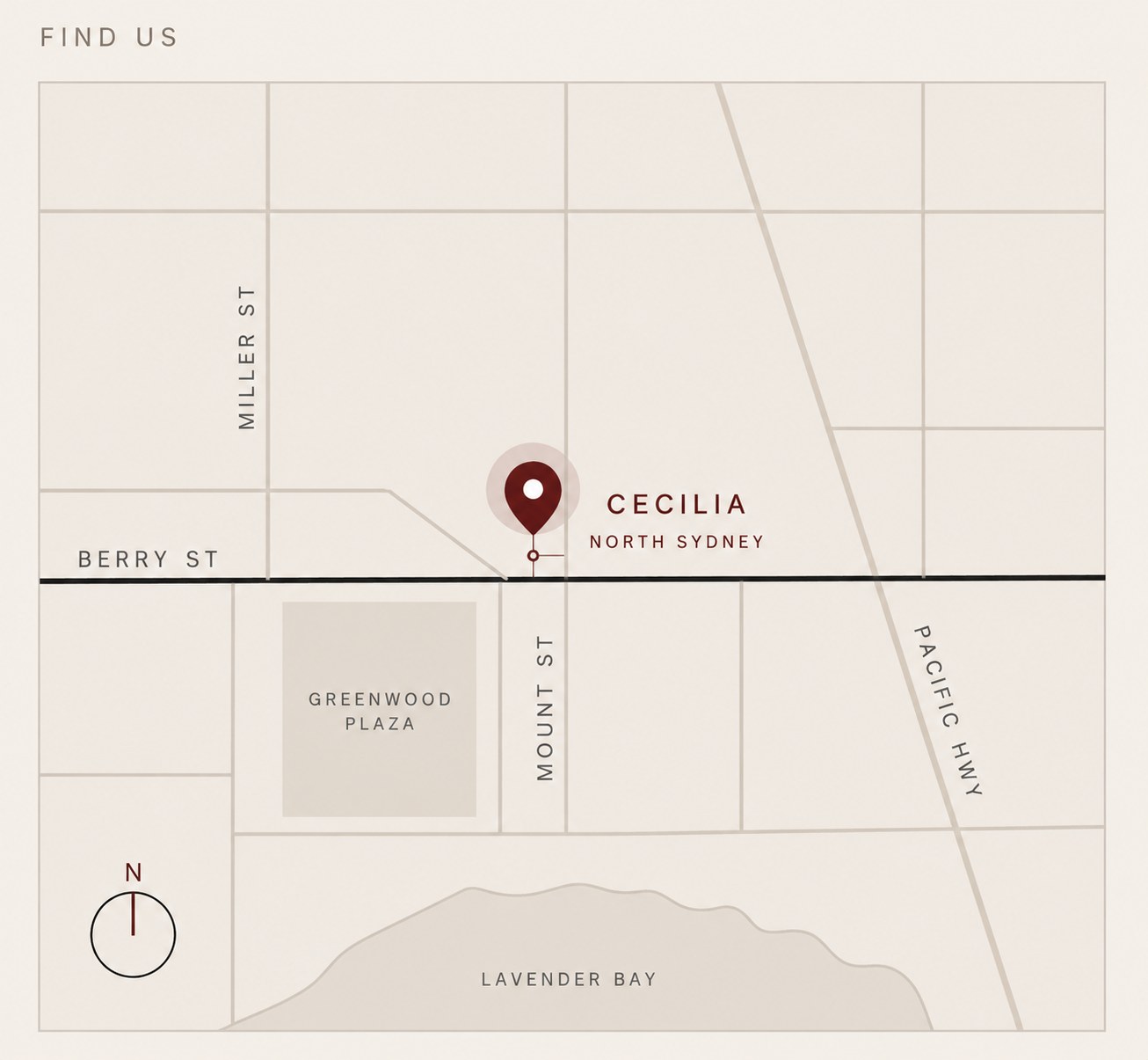 Map showing Cecilia at 65 Berry Street, North Sydney